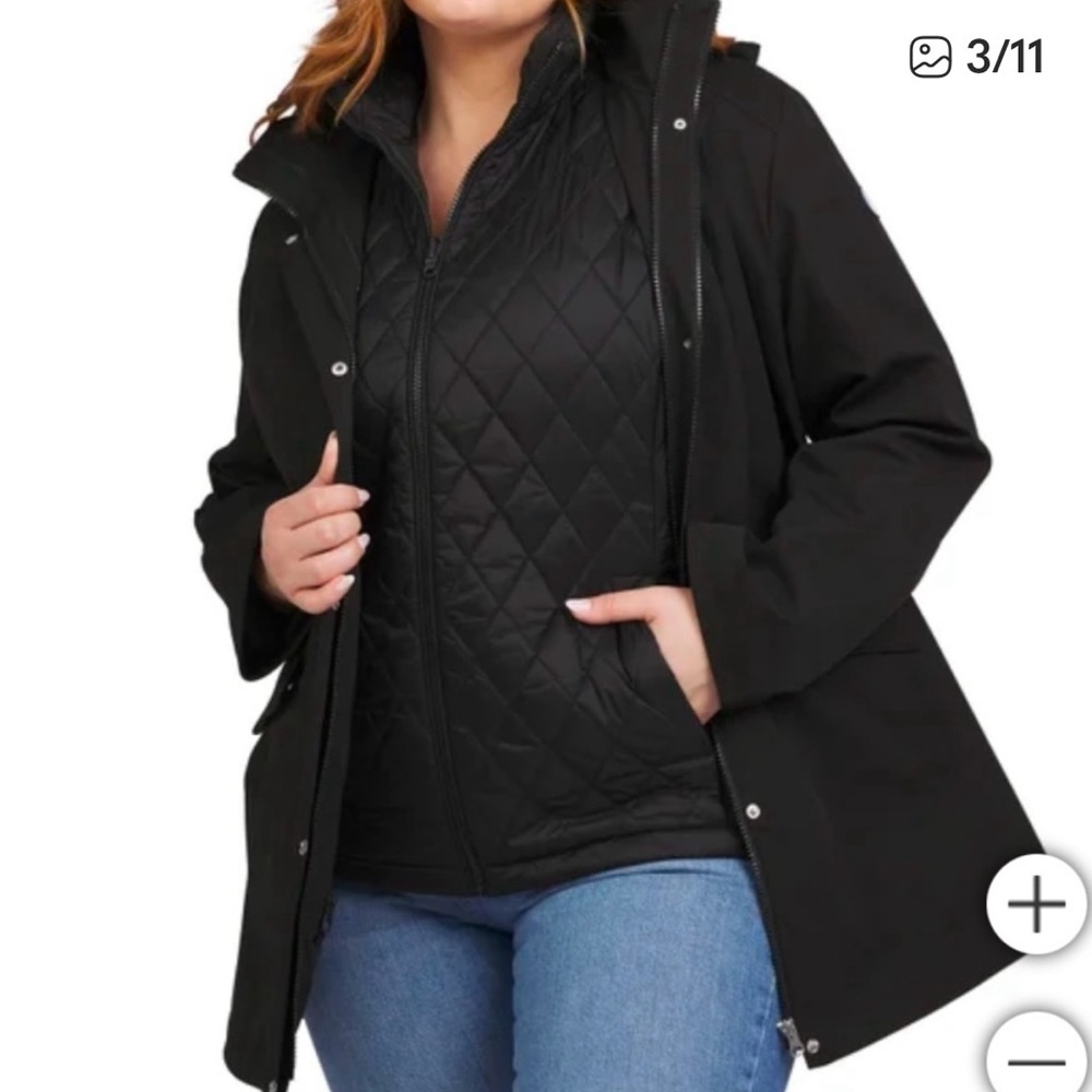 Great condition* Lands' End Women's Hooded  Raincoat with quilted  zip in vest